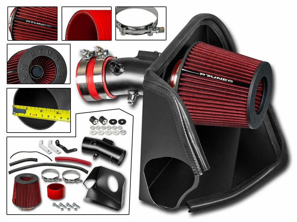 Rtunes Racing Heat Shield Intake MATT BLACK +RED Filter for 07-12 Altima  3.5L V6 | eBay