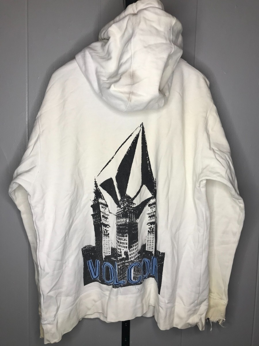 Vintage Y2K Volcom Stone Skater Surfer Distressed Zip Up White