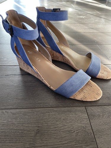 Women's Aerosoles Willowbrook Ankle Strap Wedge Sandal Mid Blue | Size 9.5  887039936087 | eBay