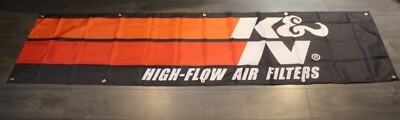 K&N KN Air Filters Banner Flag Big 2x8 feet Motor Oil Mechanic Garage Racing