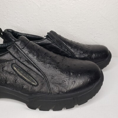 Roper Performance Black Shoes  Ostrich Print Leather Loafer Slip Ons Roper Performance Black Shoes Mens 10.5US Ostrich Print  main image 2