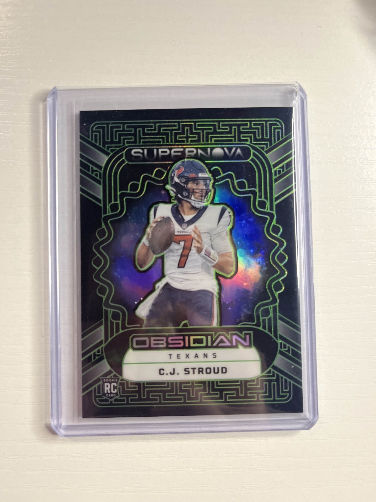 2023 Panini Obsidian CJ Stroud Supernova Green Etch 09/35 Texans RC