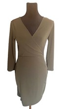 Sexy Olive Green Long Sleeve Wrap Mini Dress V Neck Bodycon Cocktail Party Small