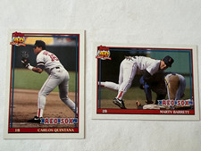 (2) 1991 TOPPS CARLOS QUINTANA # 206 & MARTY BARRETT # 496 BASEBALL CARDS
