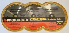 BLACK & DECKER Piranha Project Pack 3 Circular Saw Blades 7 1/4 Inch 184 mm
