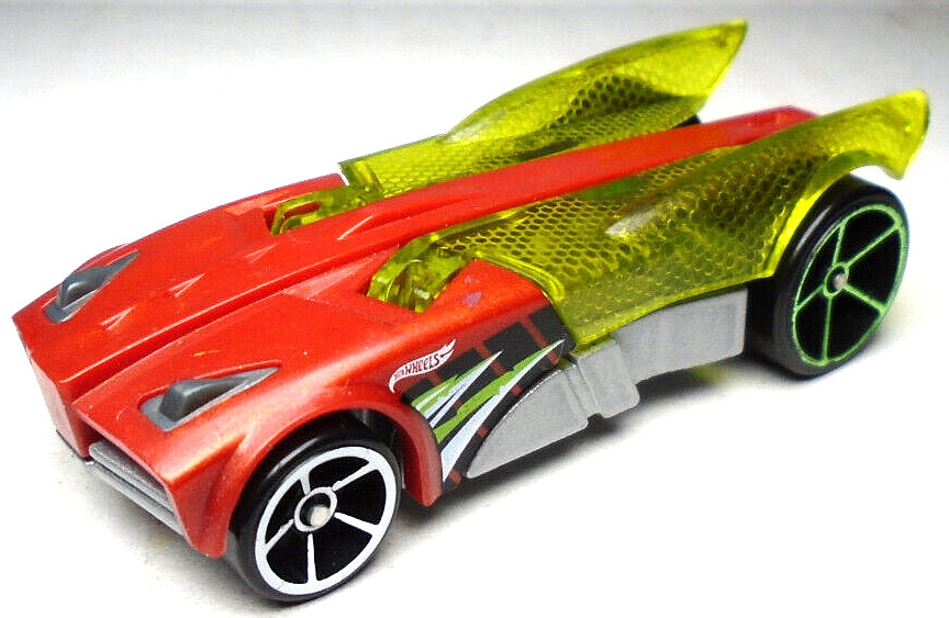 2007 HOT WHEELS BUZZ BOMB RED & GREEN 1:64 DIECAST 3" CAR W/ GRAY BLACK & WHITE