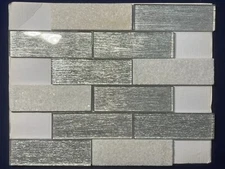 NY57 Gray/White Glass/Marble Rectangle Mosaic Tile Kitchen Bathroom Backsplash