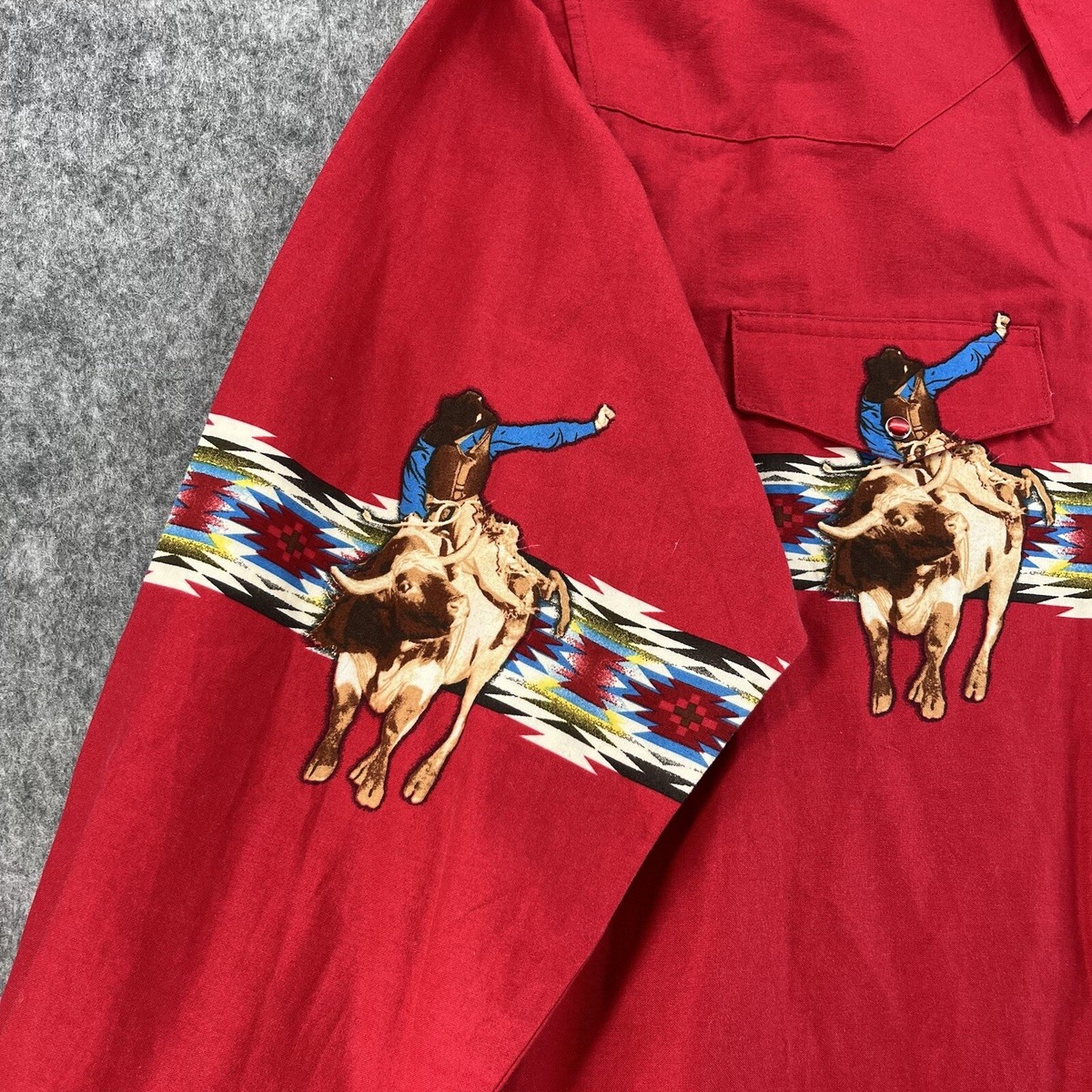 Vintage 90s Wrangler Aztec Bull Rider Rodeo Western Pearl Vintage 90s Wrangler Aztec Bull Rider Rodeo Western Pearl