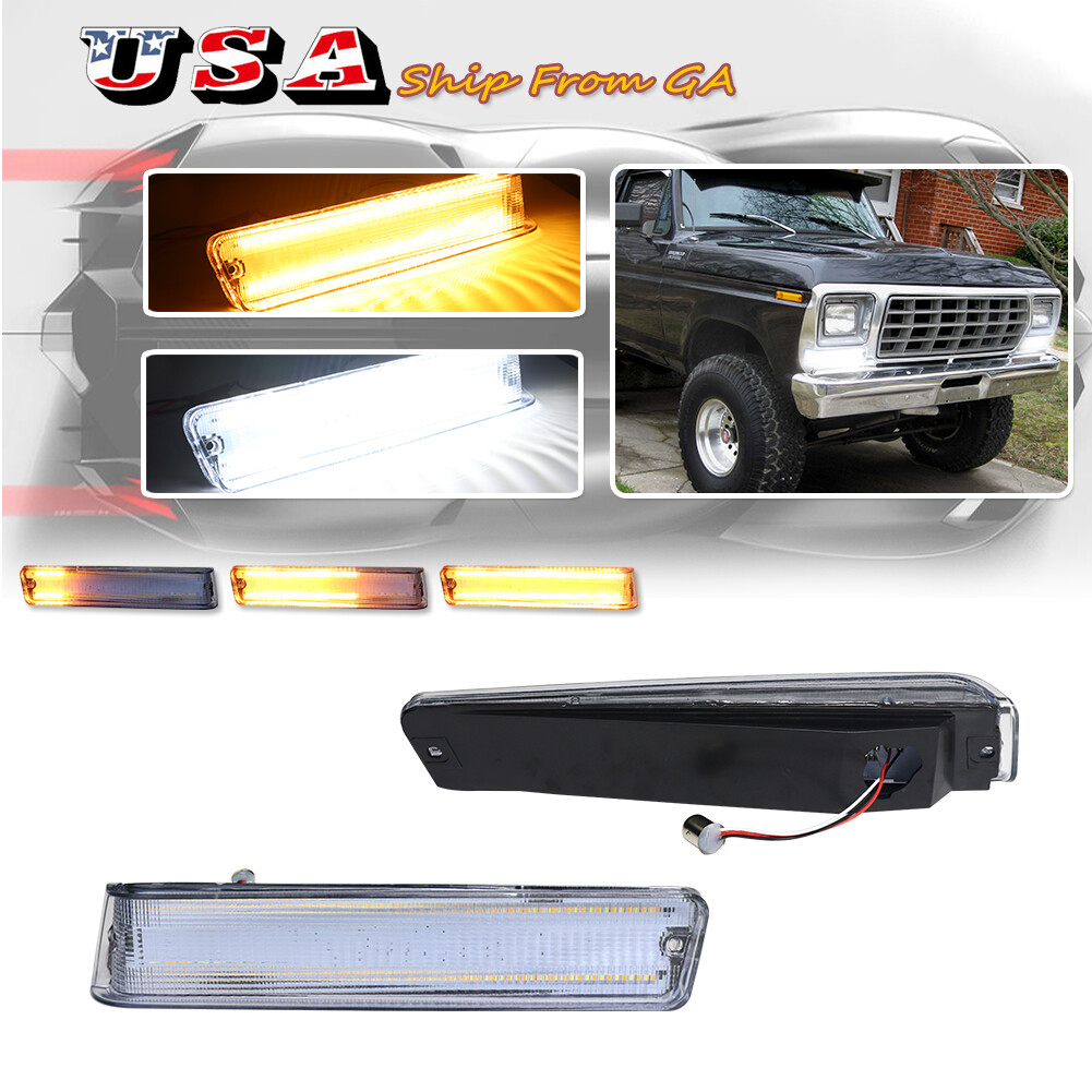 2X Clear Switchback LED DRL Signal Light For 73-79 Ford F-150 - Foto 3