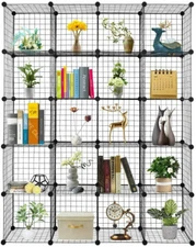 14"x14"Metal Wire Cube Grid Storage Organizer,Modular Shelf Unit Stackable Rack