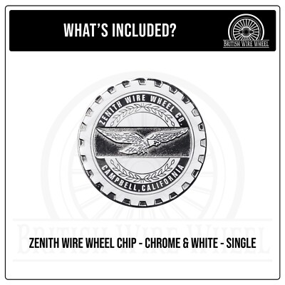 Zenith Chrome & White Metal Knockoff Wheel Chip Emblems | 2.25