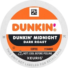 Dunkin' Donuts Midnight Dark Roast Coffee 22 to 132 Keurig K cup Pick Any Size
