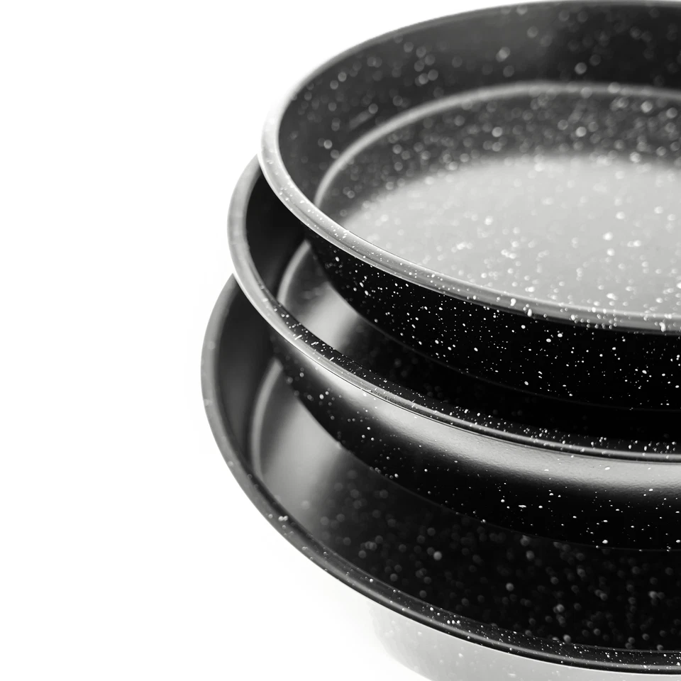 3er Set Backofenblech Tepsi aus Granit Ø28/Ø32/Ø36 cm in Schwarz - Bild 3 von 4