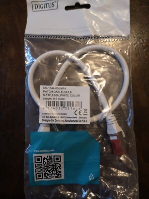 Patch Cable, Cat. 6, S/ FTP LSZH 0.5m White DIGITUS DK-1644-005/WH 