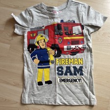 Graues T-Shirt Feuerwehr Man Sam Gr.128 Neu