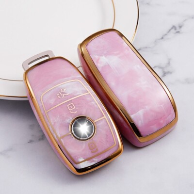 Pink Mercedes Benz Stylish Key Fob Cover with Key Chain Jade