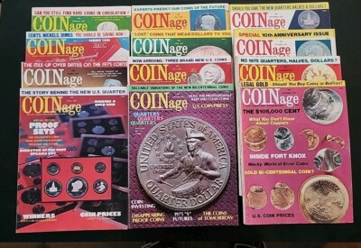 Set Of 3 1974 & 9 1975 Coinage Magazines. 12 Total 