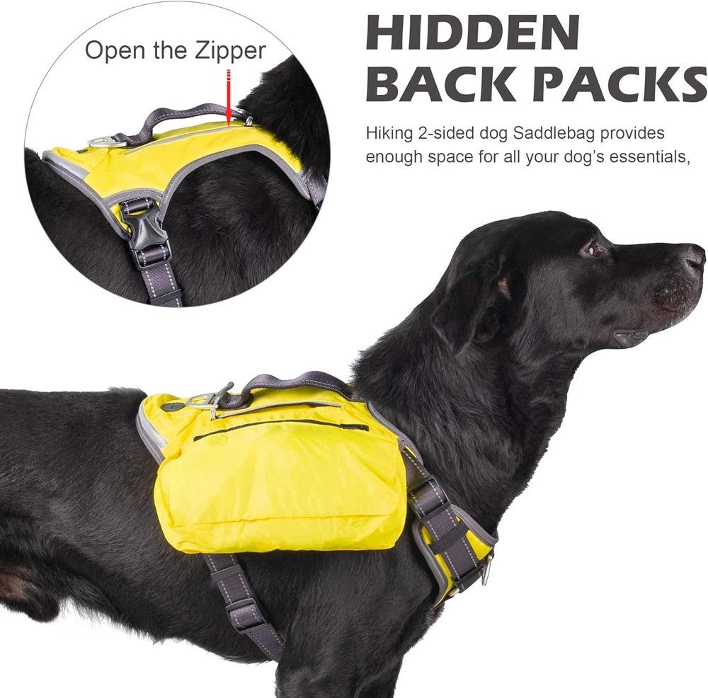 Dog Harness, Multi-Functional No-Pull Pet Vest Harness with Saddle Bags Backpack