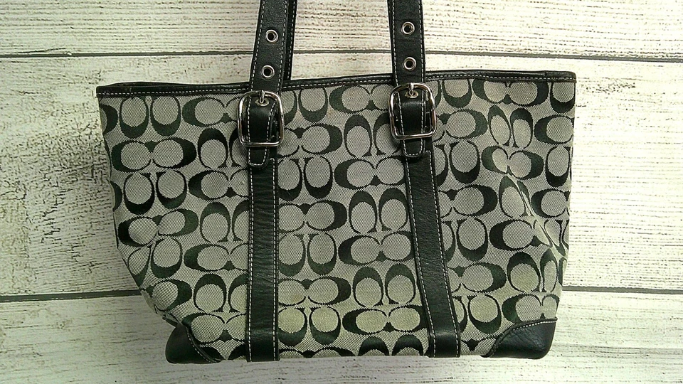 COACH Signature Shoulder Bag #6042 Black & Tan - Image 3 of 4