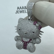 REAL 925 STERLING SILVER CUBIC ZIRCONIA HELLO KITTY PENDANT