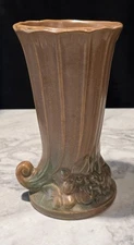 OLD NELSON McCOY EARLY 1930 EMBOSSED CORNUCOPIA MATTE VASE