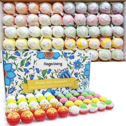 Bath Bombs Gift Set, 50 Handmade Bulk Bath Bombs for Kids, Women, Men, Wonder...