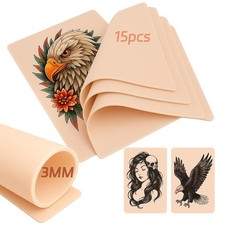 15Pcs 3MM Tattoo Practice Skins - Worldget Double 15 PCS, brown and orange