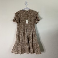 Mirth Womens Crete Desert Sand Coral SS Mini Dress L NWT