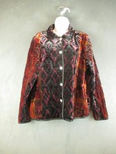 Coldwater Creek Jacket Womens Large Multicolor Velvet Burn Out Boho Patchwork