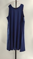 Quince Women Tencel Jersey Mini Swing Dress Navy Basic Sleeved XL