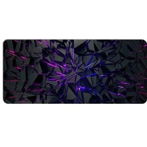Large Gaming Mouse Pad Desk Mat RGB LED Black Geometric Crystal Purple Blue