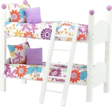 Doll  14 Inch Doll (2) Classic White Single Stackable Beds | Bunkbed Furniture S