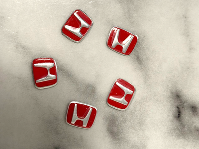 #ad 5 x Aluminun Emblem Sticker Replacement for Honda Key Fob 13.1mm x 10.8mm Red $21.95