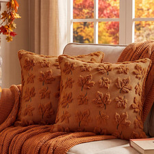 Fall Throw Pillow Covers 18X18 Set of 2 Double-Sided Maple Leaf Covers