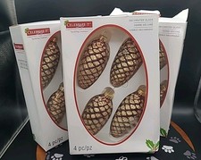 12 Pcs Celebrate It Christmas Pinecone Ornaments Glitter Pine Cones Glass