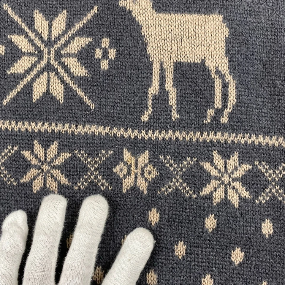 RRL Vintage Nordic Reindeer 100% Wool Sweater Gray Ivory Men’s L Rare - Image 2 of 4
