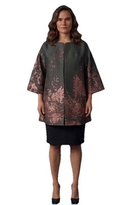 MARINA RINALDI BY MAX MARA TEATRO JACQUARD OVERSIZED JACKET 8 NWT ITALY $ 2,250