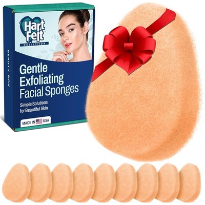 Hartfelt [10 Pack] Gentle Exfoliating Facial Sponge for Face - Daily Cleansing S
