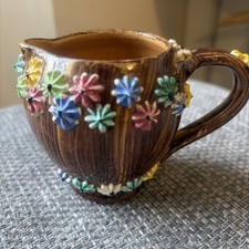 Vintage Italian Pottery  jug/creamer features  faux -wood grain effect  glaze 