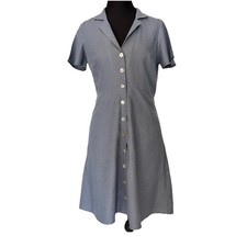 Madewell Blue Linen Blend Mini Shirt Dress Sz 00 A-Line Vacation Lighweigt