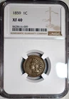 NGC XF-40 1859 Indian Head Cent, Attractive, 1st Year Issue.