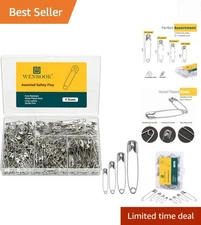 300 Pack Safety Pins Assorted, 4 Different Sizes, Strong Nickel Plated Steel,...