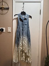 Anthropologie HOLDING HORSES Ombre’ High Low Chambray Dress Size S