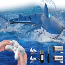 Remote Control Shark Toy - 1:18 Scale RC Fish Boat for Pool, Light Spray, Gift