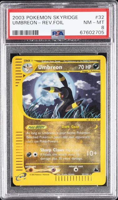 2003 POKEMON SKYRIDGE #32 UMBREON-REVERSE FOIL PSA 8