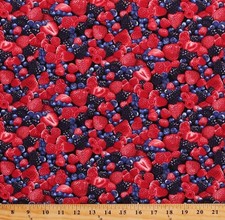 Cotton Berries Berry Fruits Food Cotton Fabric Print by the Yard D574.67