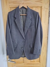 Crombie Suit Blazer Jacket Men's 38 Dark Grey Pure New Wool Two Button