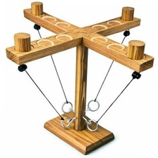 Ring Toss Game for Adults, Wooden Hook and Ring Game, Medium 12in 12in 13in 