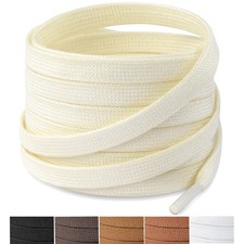 Handshop 2 Pairs Flat Waxed Shoe Laces 7mm Wide Beige 120cm