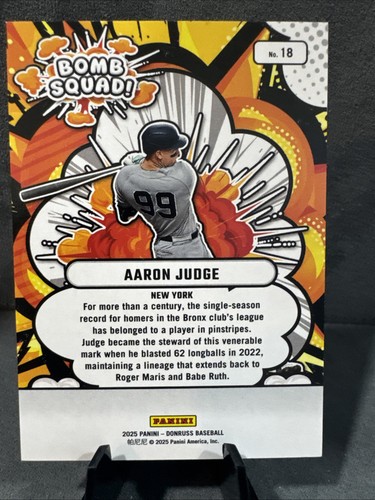 Panini Donruss Aaron Judge #18 Bomb Squad Orange Cracked Ice 2025 68/75 - Imagen 5 de 5